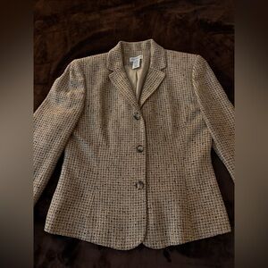 Ann Taylor Wool Blend Tweed Jacket Blazer in Neutral Earthtones. Sz 8